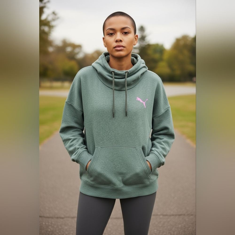 Puma Women's Green Activewear Casual Cozy Hoodie Size XL